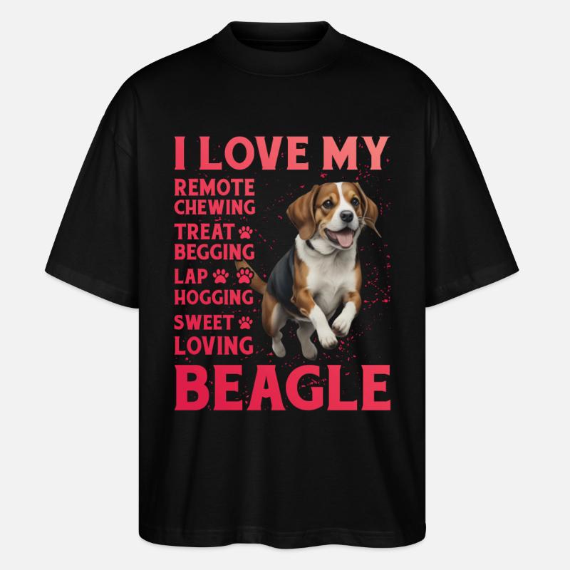 J’aime mon Beagle - T-shirt bio Blaster 2.0 coupe oversize Stanley/Stella Unisexe - noir