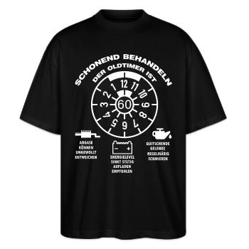 60 Jahre Schild Tempo 60 Geburtstag 60 Jahre Autos - Stanley/Stella Oversized Unisex Bio T-Shirt Blaster 2.0 - Schwarz - Vorne - Alina (178cm) & Michal (187cm)