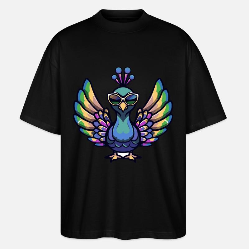 Peacock Bird Cool Animal - Stanley/Stella Oversized Unisex Organic T-shirt Blaster 2.0 - black
