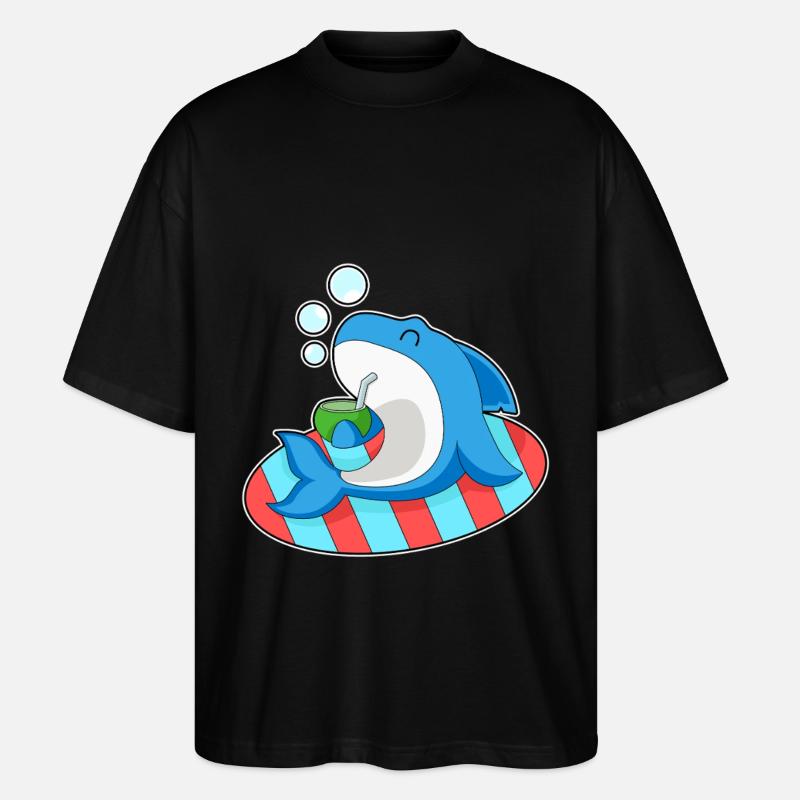 Shark Summer Coconut - Stanley/Stella Oversized Unisex Organic T-shirt Blaster 2.0 - black