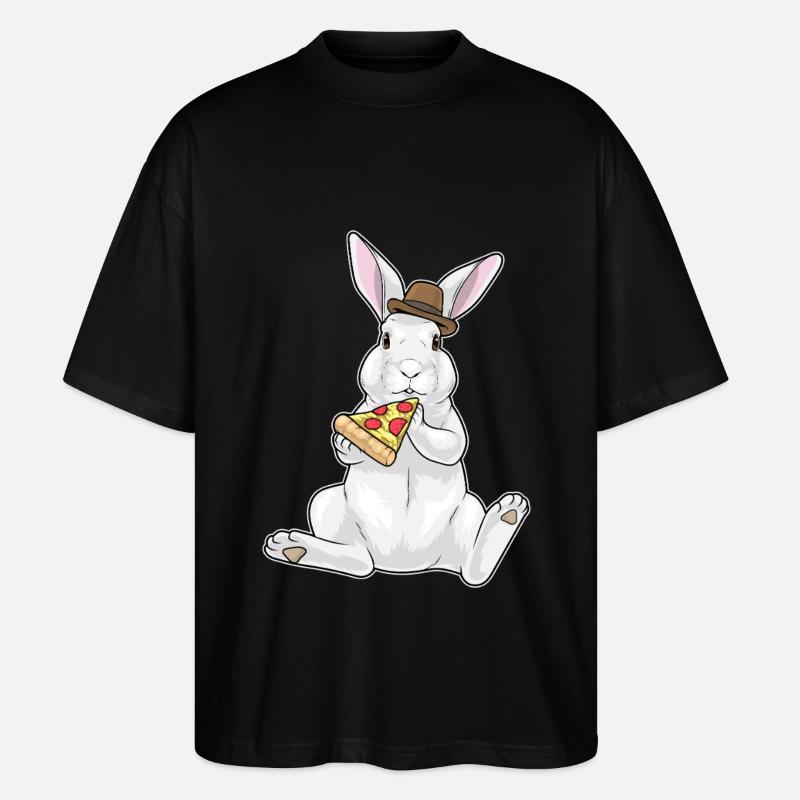 Bunny Pizza - Stanley/Stella Oversized Unisex Organic T-shirt Blaster 2.0 - black