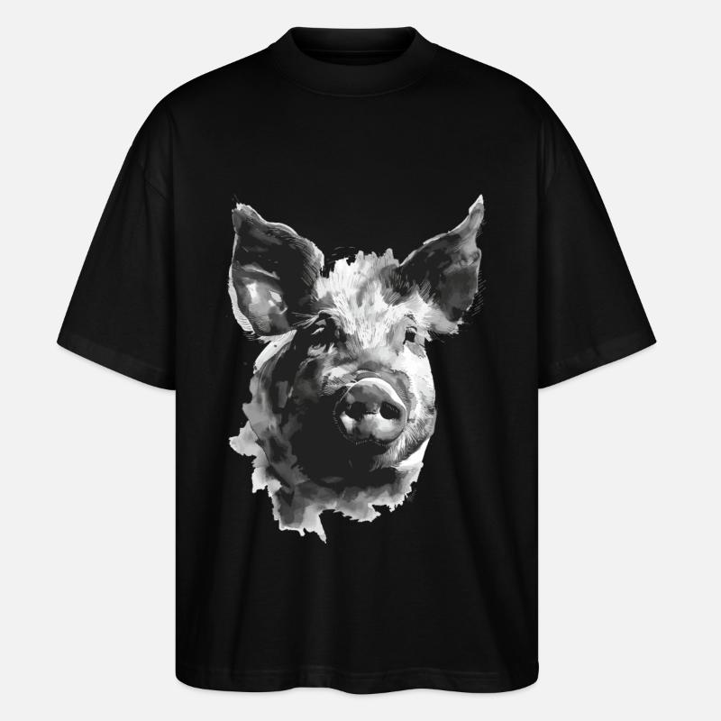Schwein - Stanley/Stella Oversized Unisex Bio T-Shirt Blaster 2.0 - Schwarz