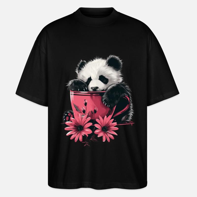 Panda - Stanley/Stella Oversized Unisex Bio T-Shirt Blaster 2.0 - Schwarz
