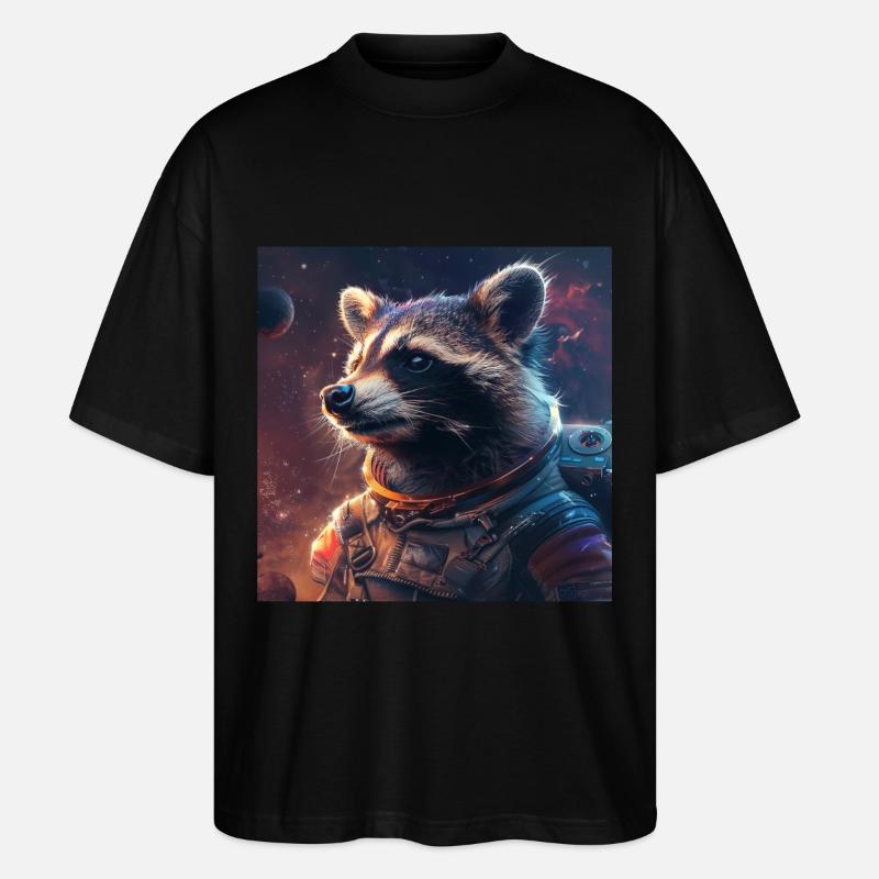 Waschbär - Stanley/Stella Oversized Unisex Bio T-Shirt Blaster 2.0 - Schwarz