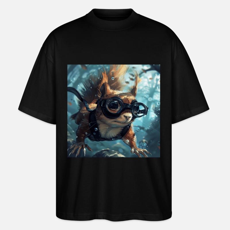 Eichhörnchen - Stanley/Stella Oversized Unisex Bio T-Shirt Blaster 2.0 - Schwarz