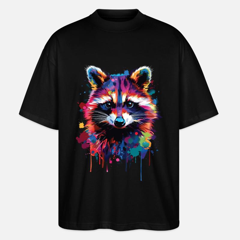 Waschbär - Stanley/Stella Oversized Unisex Bio T-Shirt Blaster 2.0 - Schwarz