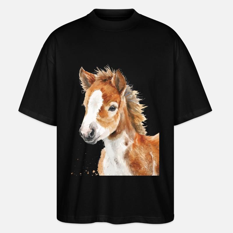 Pferd - Stanley/Stella Oversized Unisex Bio T-Shirt Blaster 2.0 - Schwarz