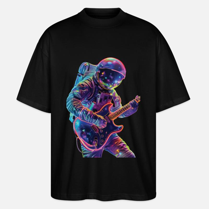 Guitare astronaute - T-shirt bio Blaster 2.0 coupe oversize Stanley/Stella Unisexe - noir