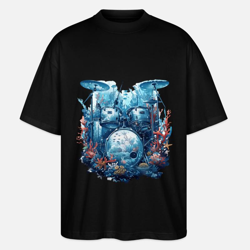Fisch Trommeln - Stanley/Stella Oversized Unisex Bio T-Shirt Blaster 2.0 - Schwarz