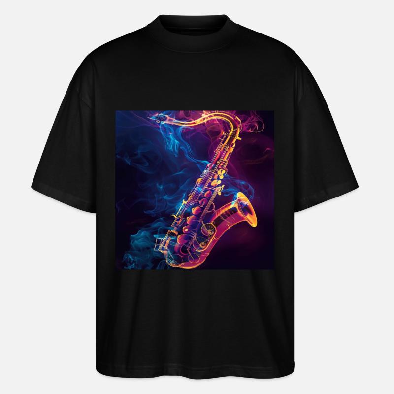 Saxophon - Stanley/Stella Oversized Unisex Bio T-Shirt Blaster 2.0 - Schwarz