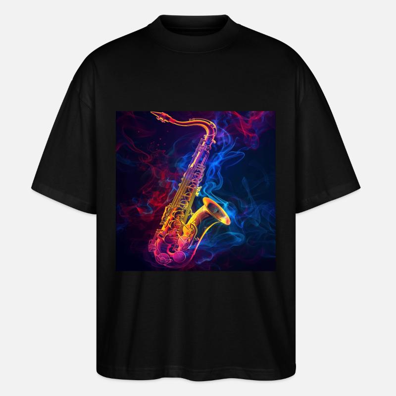 Saxophon - Stanley/Stella Oversized Unisex Bio T-Shirt Blaster 2.0 - Schwarz