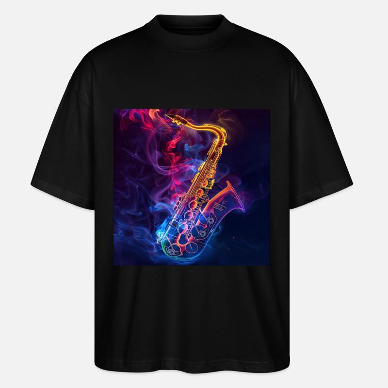 Saxophon - Stanley/Stella Oversized Unisex Bio T-Shirt Blaster 2.0 - Schwarz