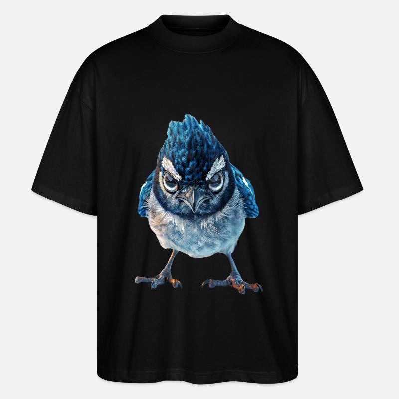 Blauhäher - Stanley/Stella Oversized Unisex Bio T-Shirt Blaster 2.0 - Schwarz