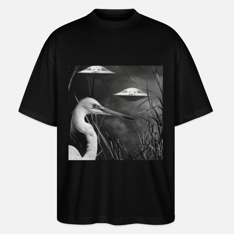 Reiher Vogel - Stanley/Stella Oversized Unisex Bio T-Shirt Blaster 2.0 - Schwarz