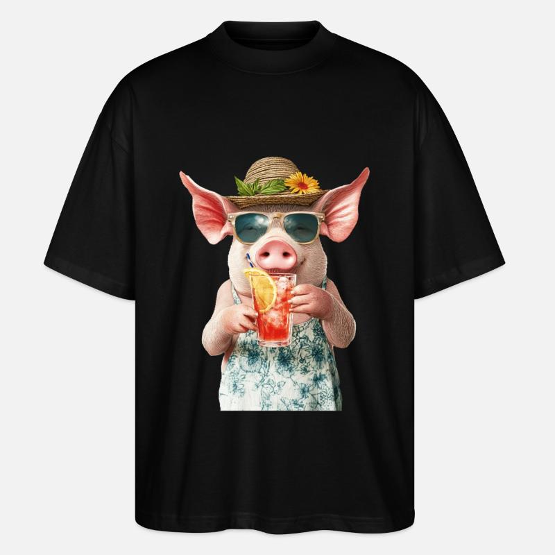 Schwein - Stanley/Stella Oversized Unisex Bio T-Shirt Blaster 2.0 - Schwarz