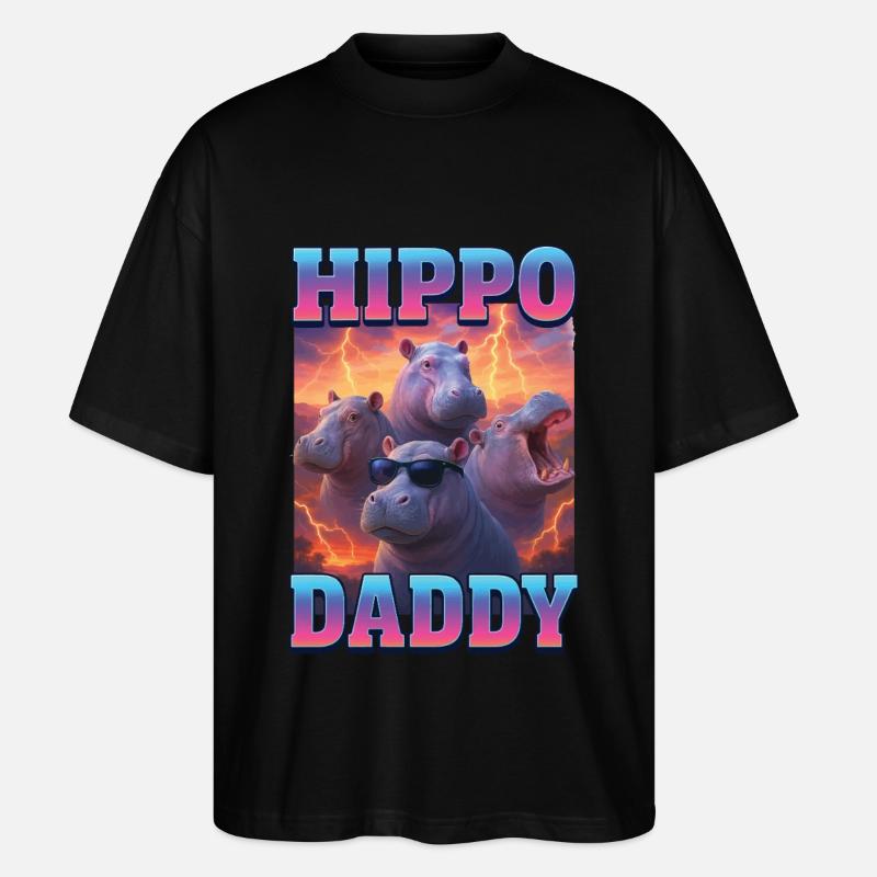 Nilpferd-Papa - Stanley/Stella Oversized Unisex Bio T-Shirt Blaster 2.0 - Schwarz