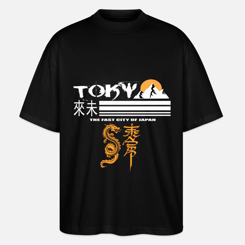 Tokio Orange - Stanley/Stella Oversized Unisex Bio T-Shirt Blaster 2.0 - Schwarz