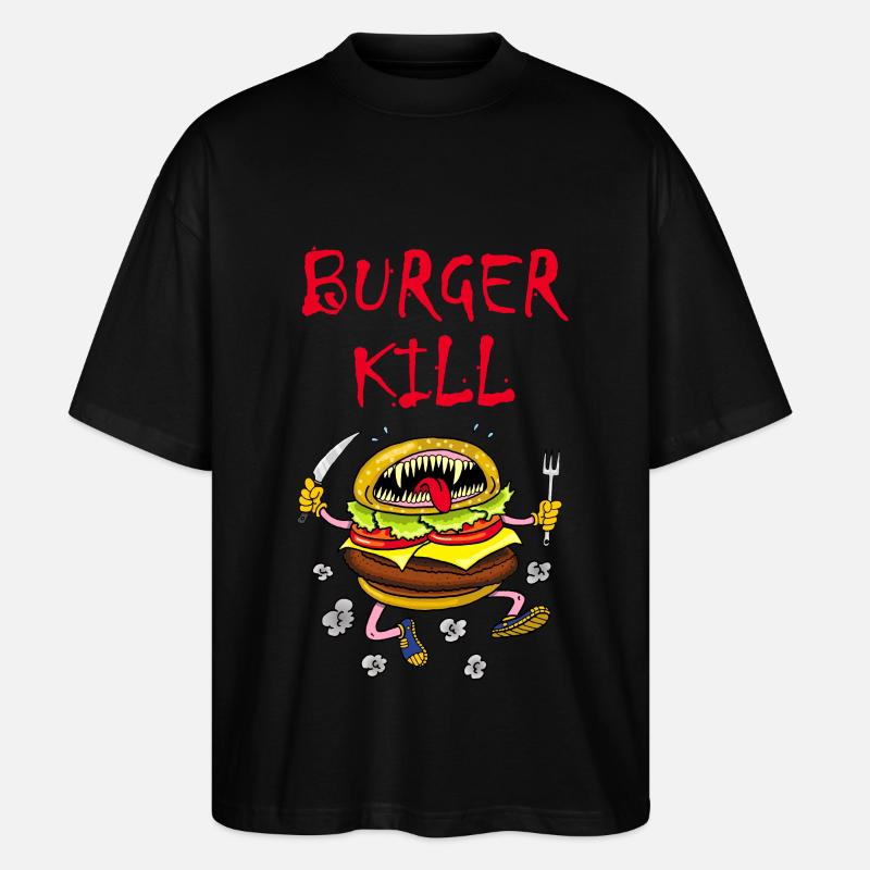 Lihansyöjä hampurilainen - Stanley/Stella Blaster 2.0 Unisex Oversized Luomu T-paita - musta