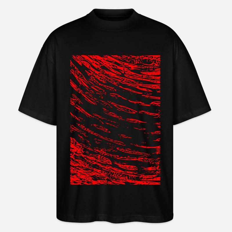Abstraktes Bild / rot / Muster / Linie - Stanley/Stella Oversized Unisex Bio T-Shirt Blaster 2.0 - Schwarz