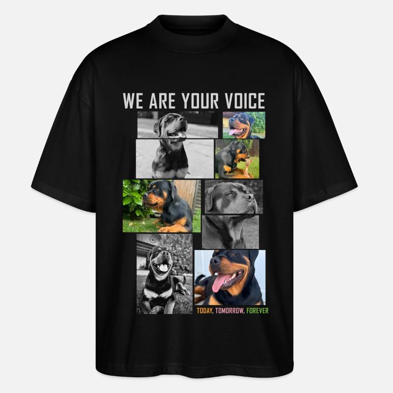 Hundeische Stimme Collage - Stanley/Stella Oversized Unisex Bio T-Shirt Blaster 2.0 - Schwarz