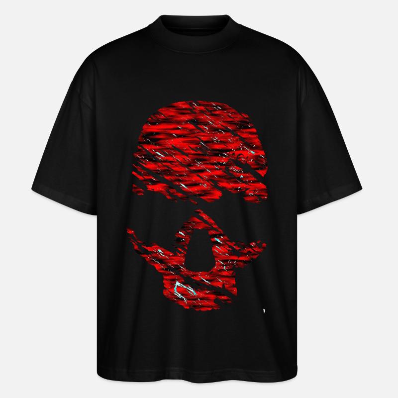 Red Skull with Cracks - Stanley/Stella Oversized Unisex Organic T-shirt Blaster 2.0 - black