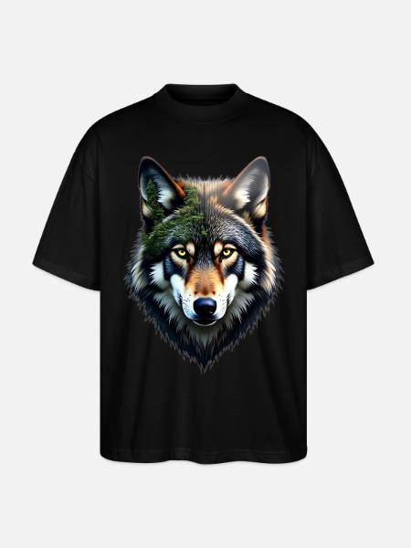 Wolf Head - Stanley/Stella Oversized Unisex Organic T-shirt Blaster 2.0 - black