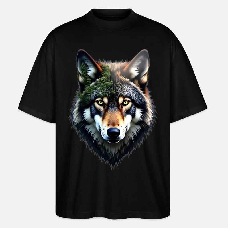 Wolf Head - Stanley/Stella Oversized Unisex Organic T-shirt Blaster 2.0 - black