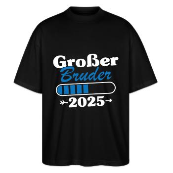 Großer Bruder Loading 2025 - Stanley/Stella Oversized Unisex Bio T-Shirt Blaster 2.0 - Schwarz - Vorne - Alina (178cm) & Michal (187cm)