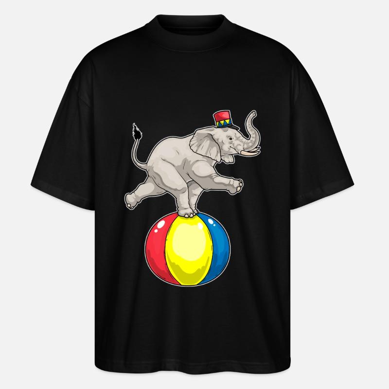 Bal de cirque d’éléphants - T-shirt bio Blaster 2.0 coupe oversize Stanley/Stella Unisexe - noir