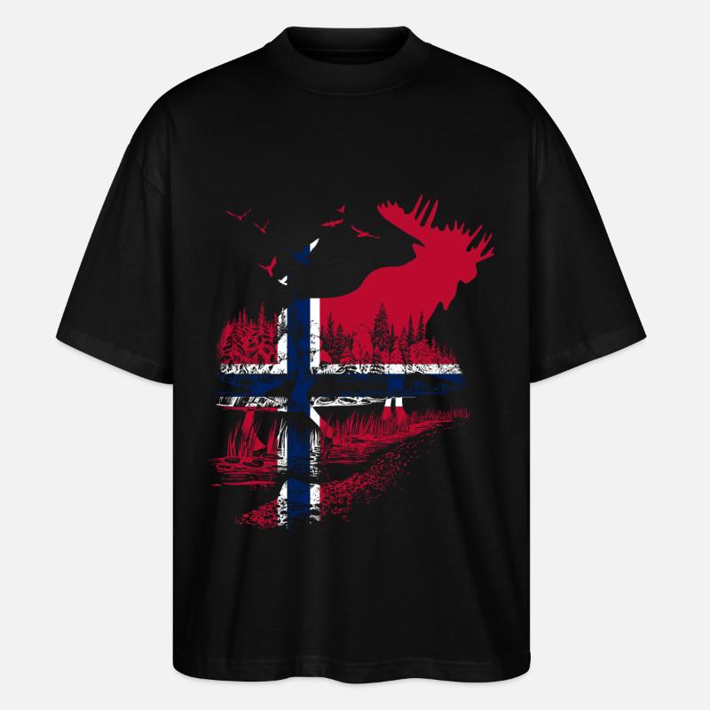 NORWEGEN ELCH - Stanley/Stella Oversized Unisex Bio T-Shirt Blaster 2.0 - Schwarz