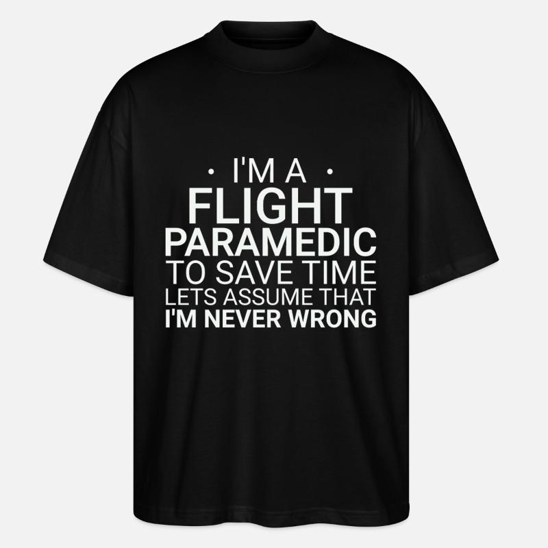Flight Paramedic Never Wrong Luftrettung - Stanley/Stella Oversized Unisex Bio T-Shirt Blaster 2.0 - Schwarz