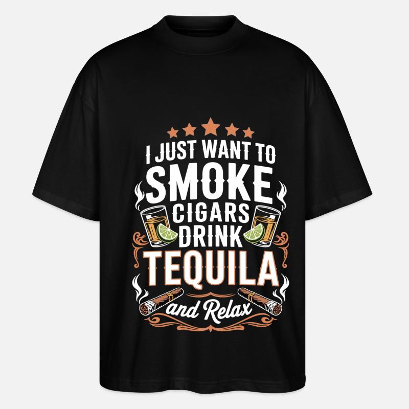 Cigars, Tequila, Relaxation - Stanley/Stella Oversized Unisex Organic T-shirt Blaster 2.0 - black