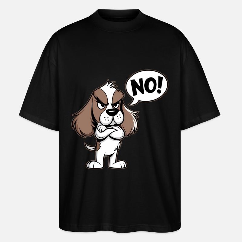 Cocker Spaniel disant "Non ! - T-shirt bio Blaster 2.0 coupe oversize Stanley/Stella Unisexe - noir