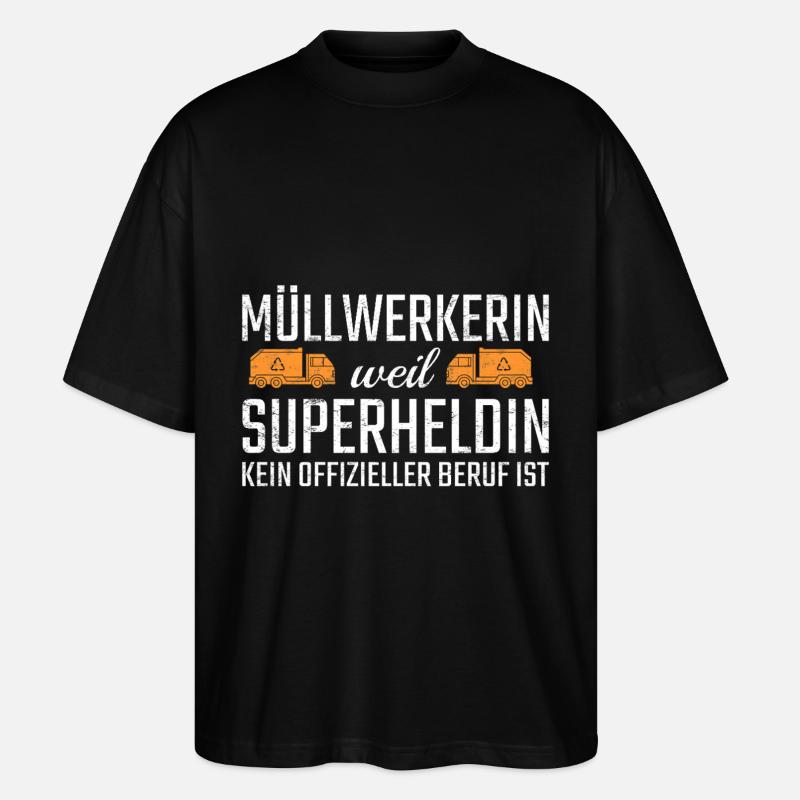 Garbage Worker Superheroine - Stanley/Stella Oversized Unisex Organic T-shirt Blaster 2.0 - black