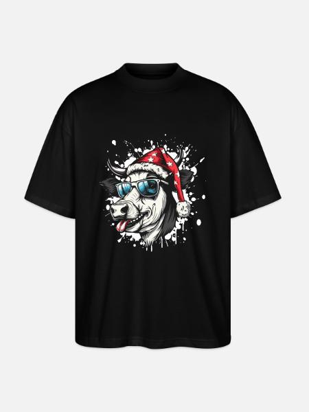 Cow Christmas Funny - Stanley/Stella Oversized Unisex Organic T-shirt Blaster 2.0 - black