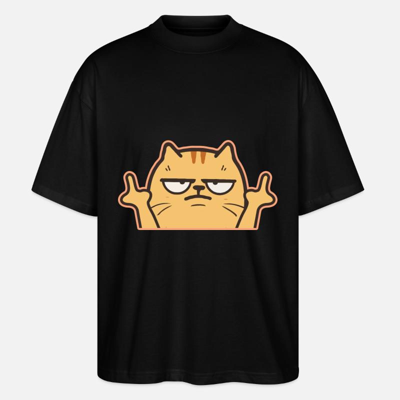 Mittelfinger Katze - Stanley/Stella Oversized Unisex Bio T-Shirt Blaster 2.0 - Schwarz