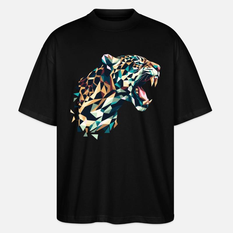 Leopard Polygon - Stanley/Stella Oversized Unisex Bio T-Shirt Blaster 2.0 - Schwarz
