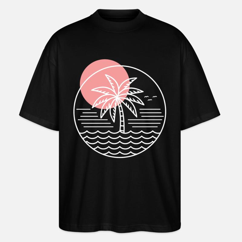 Palm Tree Circle - Stanley/Stella Oversized Unisex Organic T-shirt Blaster 2.0 - black