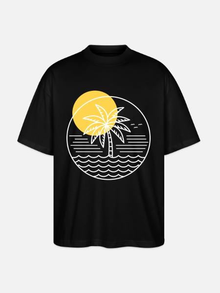Palm Tree Circle - Stanley/Stella Oversized Unisex Organic T-shirt Blaster 2.0 - black