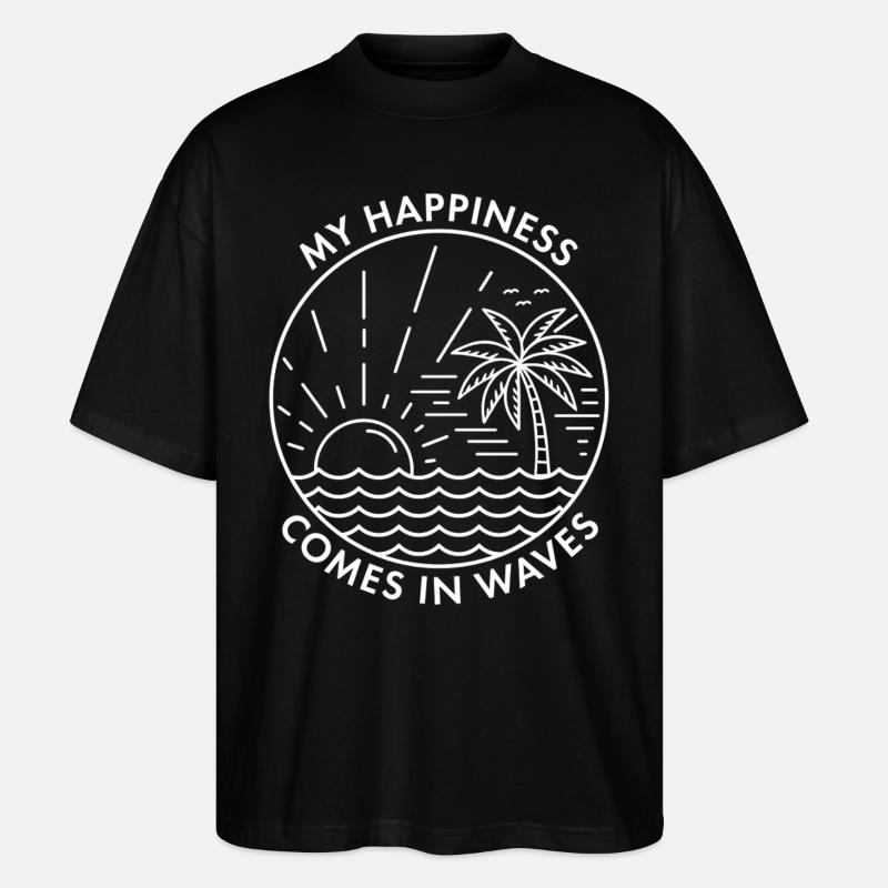 Mon bonheur vient par vagues - T-shirt bio Blaster 2.0 coupe oversize Stanley/Stella Unisexe - noir