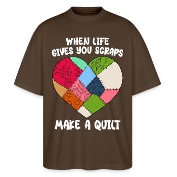 Quilting Women Grandma Quilt Lover Sewing Quilter - Stanley/Stella Oversized Unisex Organic T-shirt Blaster 2.0 - mocha - Front - Alina (178cm) & Michal (187cm)