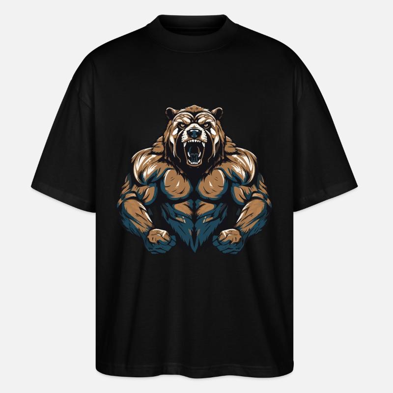 Grizzly Bär Beast - Stanley/Stella Oversized Unisex Bio T-Shirt Blaster 2.0 - Schwarz