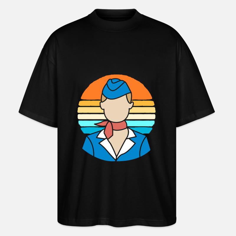 Stewardess Flugbegleiter - Stanley/Stella Oversized Unisex Bio T-Shirt Blaster 2.0 - Schwarz