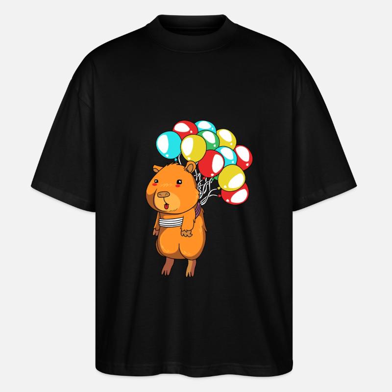 Capybara Capibara - Stanley/Stella Oversized Unisex Bio T-Shirt Blaster 2.0 - Schwarz