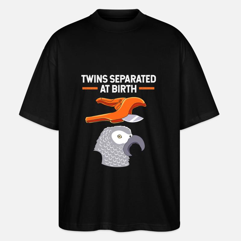 Papagei Grau Graupapagei - Stanley/Stella Oversized Unisex Bio T-Shirt Blaster 2.0 - Schwarz