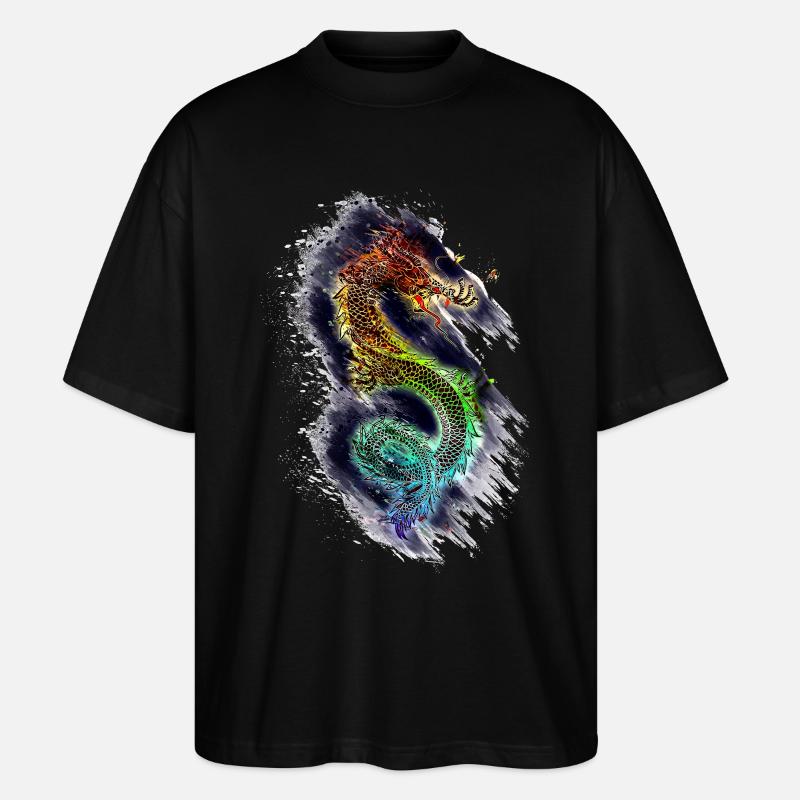Drache Dragon - Stanley/Stella Oversized Unisex Bio T-Shirt Blaster 2.0 - Schwarz