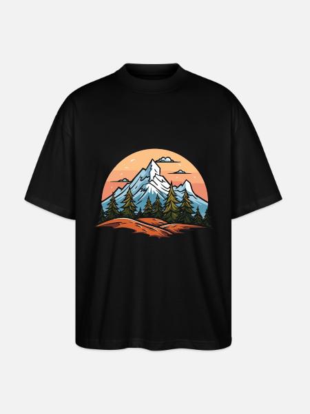 Mountains Landscape - Stanley/Stella Oversized Unisex Organic T-shirt Blaster 2.0 - black