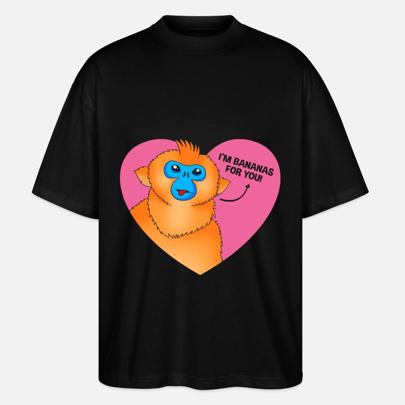 Stupsnasenaffe Affe Schimpanse - Stanley/Stella Oversized Unisex Bio T-Shirt Blaster 2.0 - Schwarz