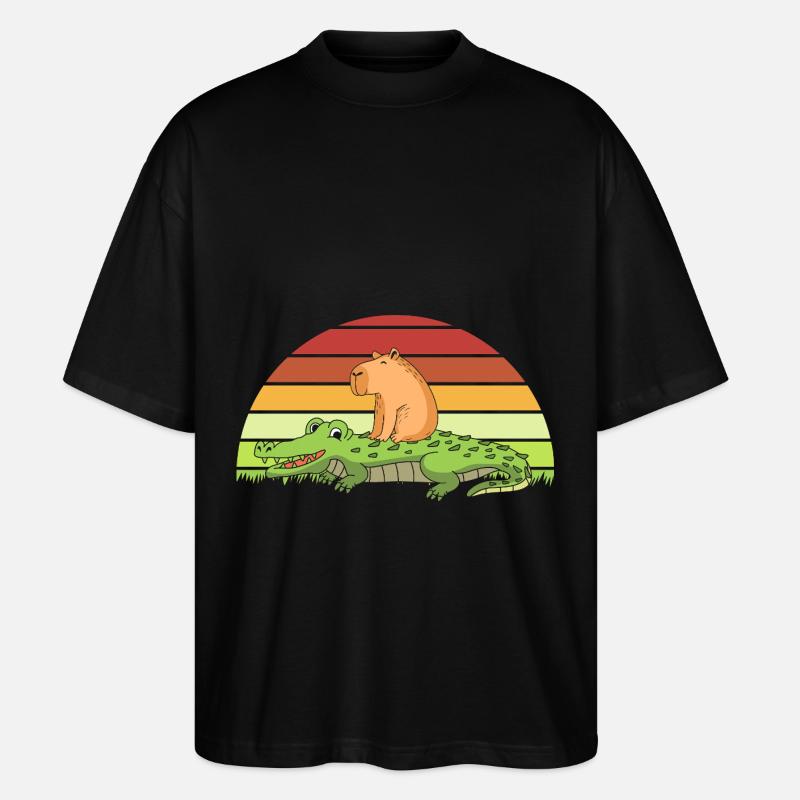 Capibara Capybara - Stanley/Stella Oversized Unisex Bio T-Shirt Blaster 2.0 - Schwarz
