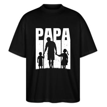 Vater und Tochter Vater und Sohn - Stanley/Stella Oversized Unisex Bio T-Shirt Blaster 2.0 - Schwarz - Vorne - Alina (178cm) & Michal (187cm)